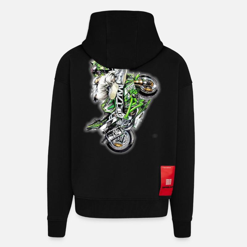 Stunt Biker - Veste à capuche bio épaisse oversize fabriqué en UE - SOLID BLACK