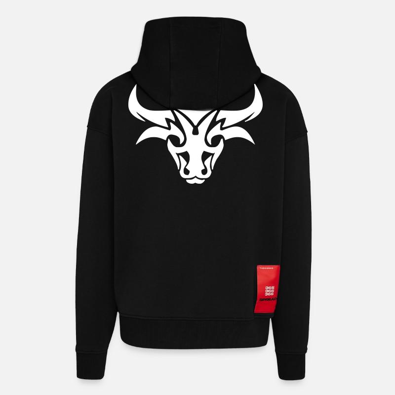 Bull design - Zip Hoodie - made by SPREAD - SOLID BLACK