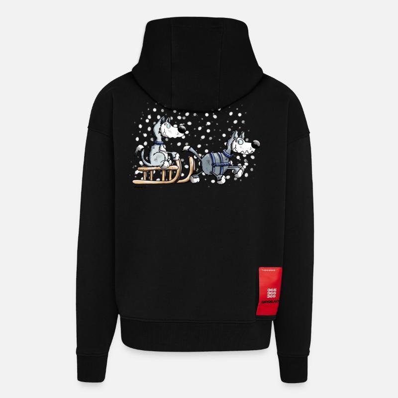 Huskies in the snow - Zip Hoodie - made by SPREAD - SOLID BLACK