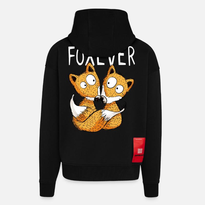 Foxever - Forever - Fuchs - Partnerschaft - Paar - Zip Hoodie - made by SPREAD - SOLID BLACK