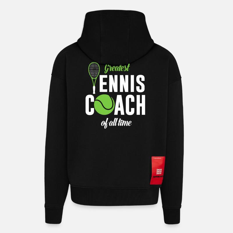 Largest tennis coach ever - Zip Hoodie - made by SPREAD - SOLID BLACK