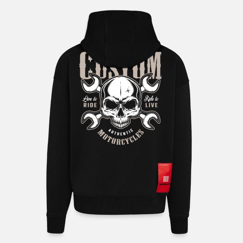custom motorcycles biker - Zip Hoodie - made by SPREAD - SOLID BLACK