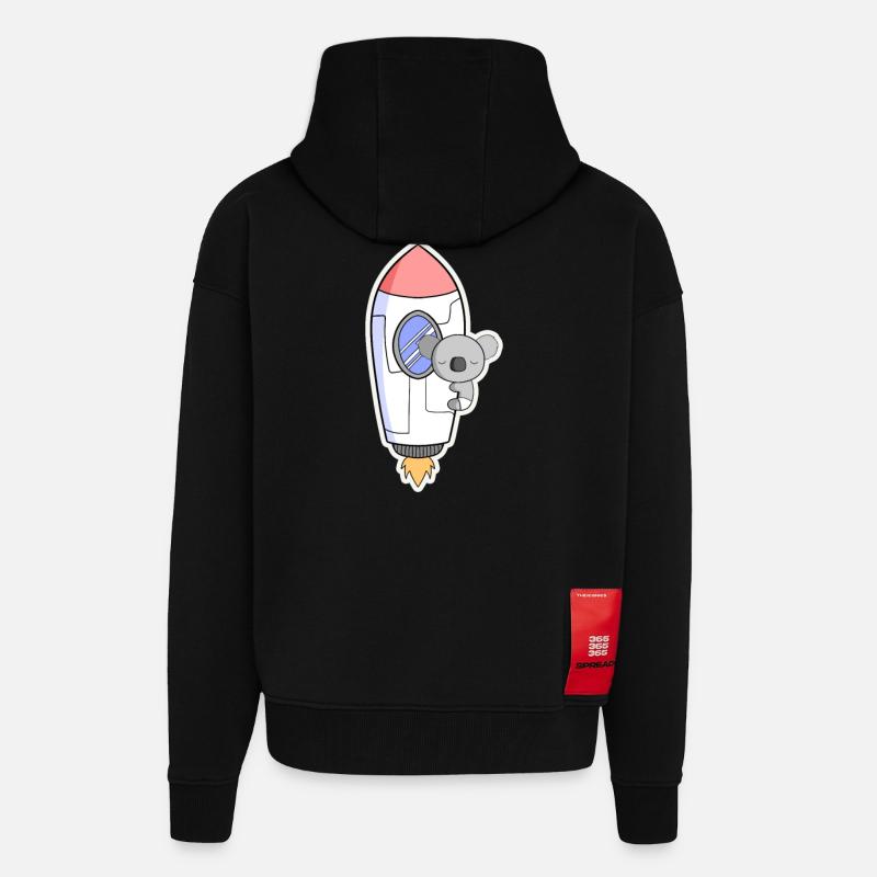 Koala rocket in orbit - Zip Hoodie - made by SPREAD - SOLID BLACK