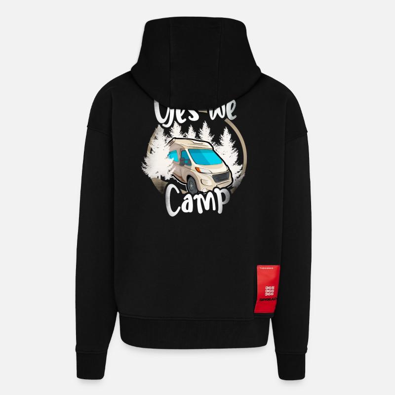 Oui nous campons - Veste à capuche bio épaisse oversize fabriqué en UE - SOLID BLACK