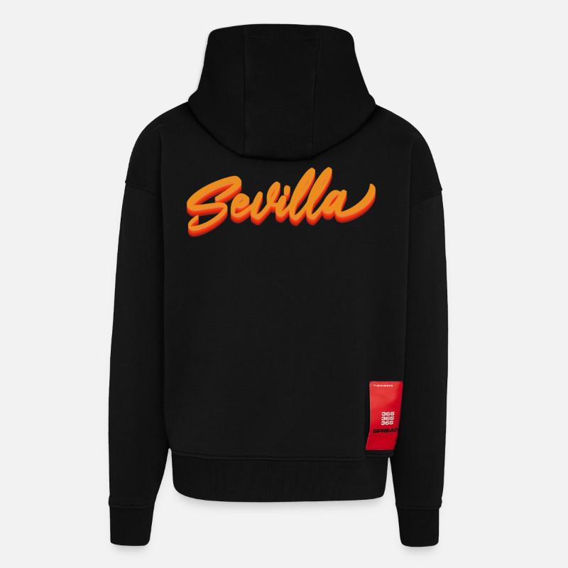 Sevilla Gradient Script Logo - Zip Hoodie - made by SPREAD - SOLID BLACK