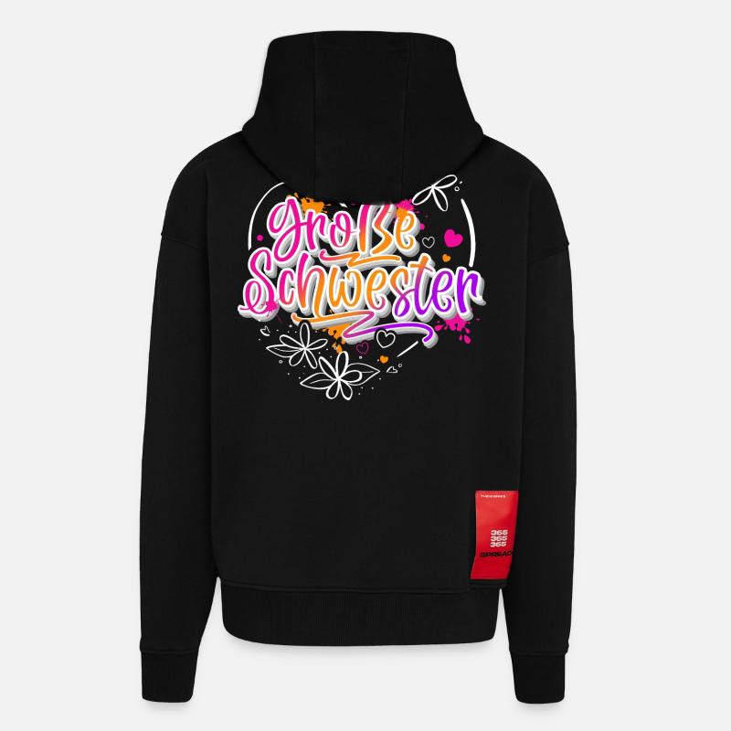 Große Schwester - Zip Hoodie - made by SPREAD - SOLID BLACK