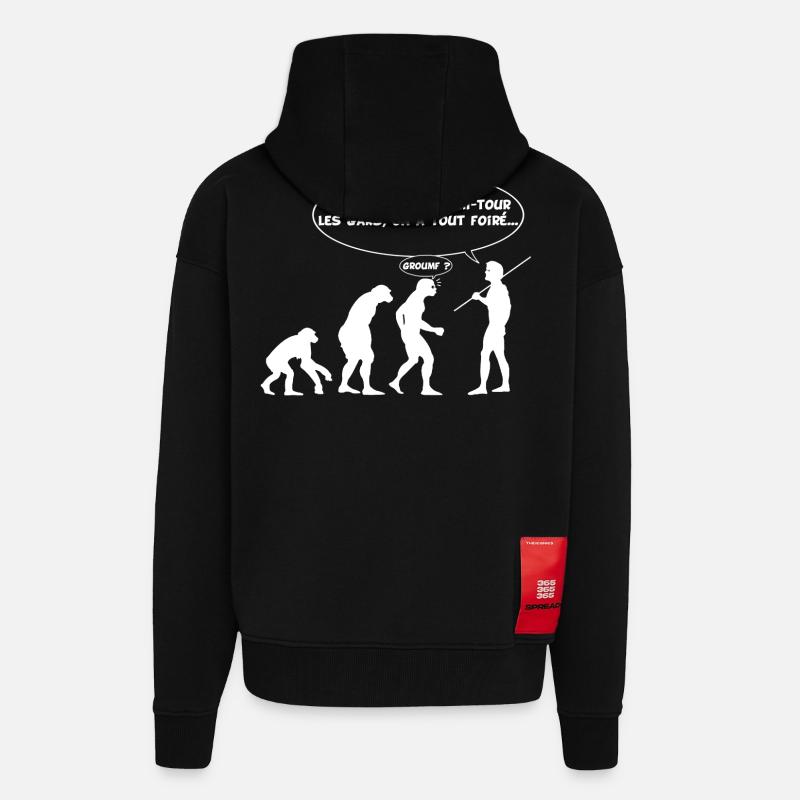 évolution inversée - Veste à capuche bio épaisse oversize fabriqué en UE - SOLID BLACK