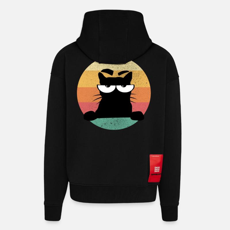 Chat Pas de chat bouc - Veste à capuche bio épaisse oversize fabriqué en UE - SOLID BLACK