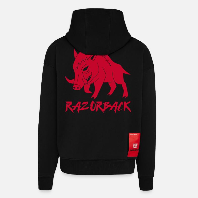 Rotes Wildschwein razorback - Zip Hoodie - made by SPREAD - SOLID BLACK