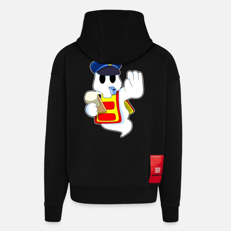 de policier avec sifflet - Veste à capuche bio épaisse oversize fabriqué en UE - SOLID BLACK