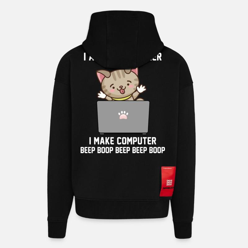 Programmeur - Veste à capuche bio épaisse oversize fabriqué en UE - SOLID BLACK