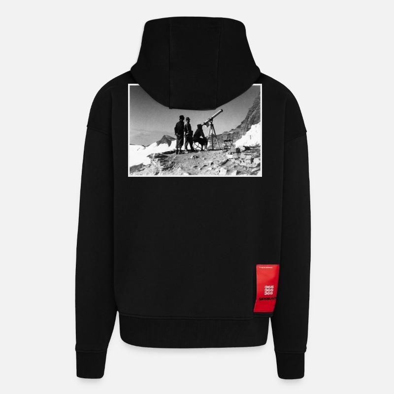 Trois hommes et un télescope - Veste à capuche bio épaisse oversize fabriqué en UE - SOLID BLACK
