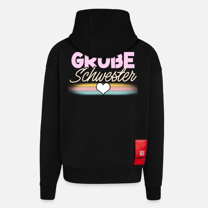 Große Schwester - Zip Hoodie - made by SPREAD - SOLID BLACK