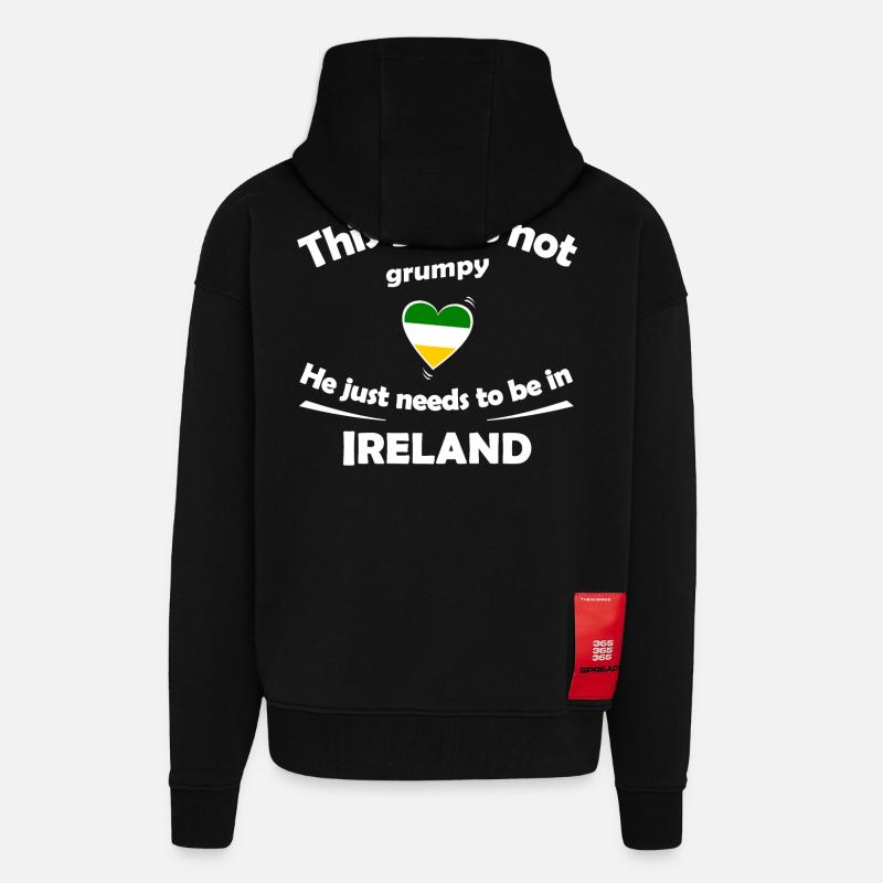 Vacances en Irlande - Veste à capuche bio épaisse oversize fabriqué en UE - SOLID BLACK