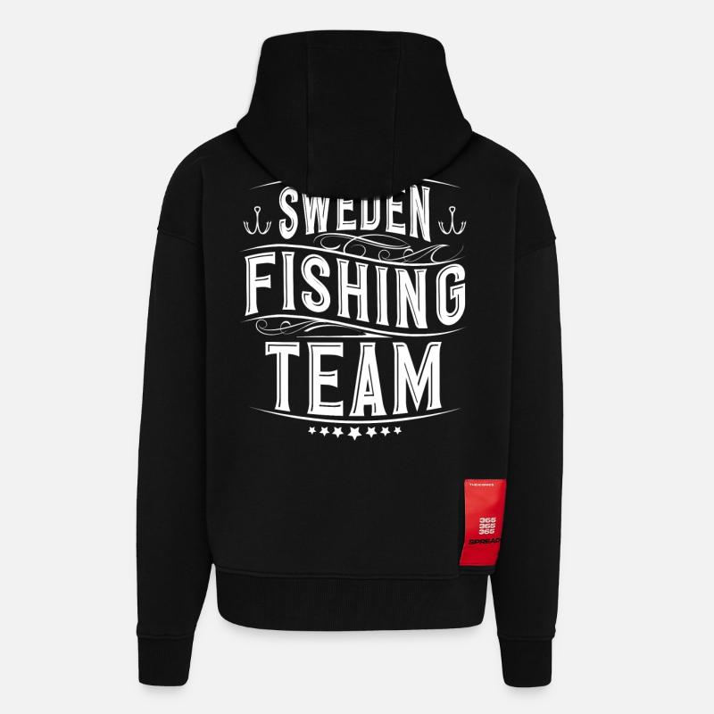 Équipe de pêcheurs de Suède - Veste à capuche bio épaisse oversize fabriqué en UE - SOLID BLACK
