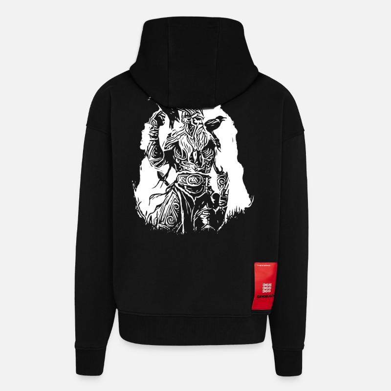 Wikinger mit Raben - Zip Hoodie - made by SPREAD - SOLID BLACK