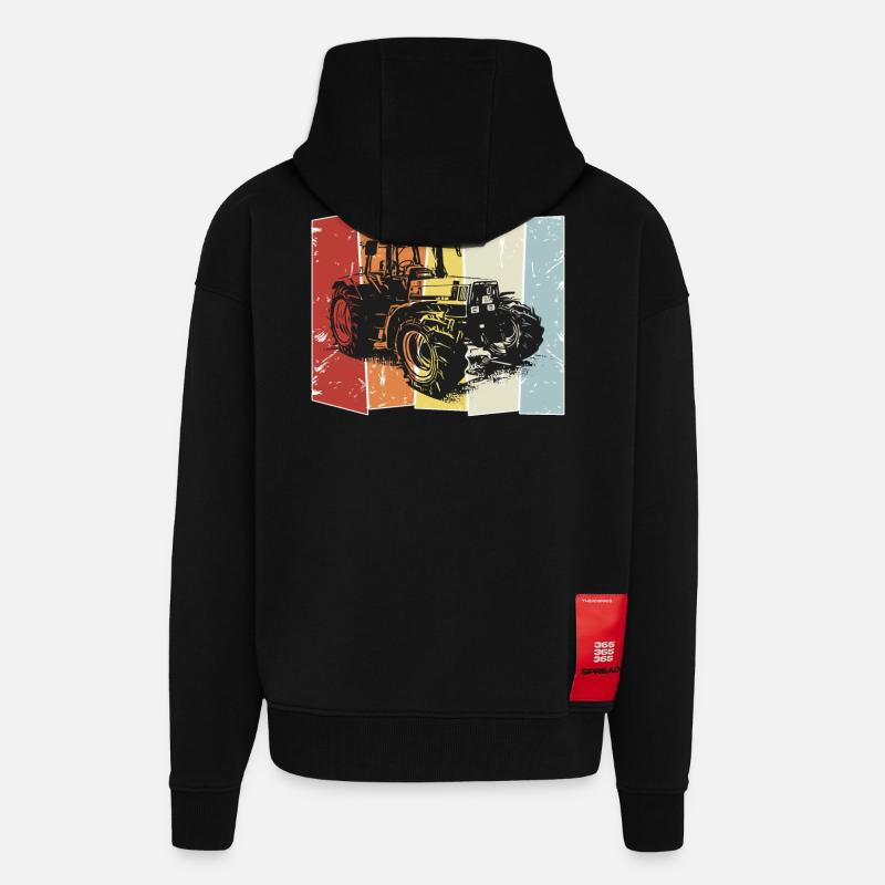 Tracteur Deutz style rétro - Veste à capuche bio épaisse oversize fabriqué en UE - SOLID BLACK