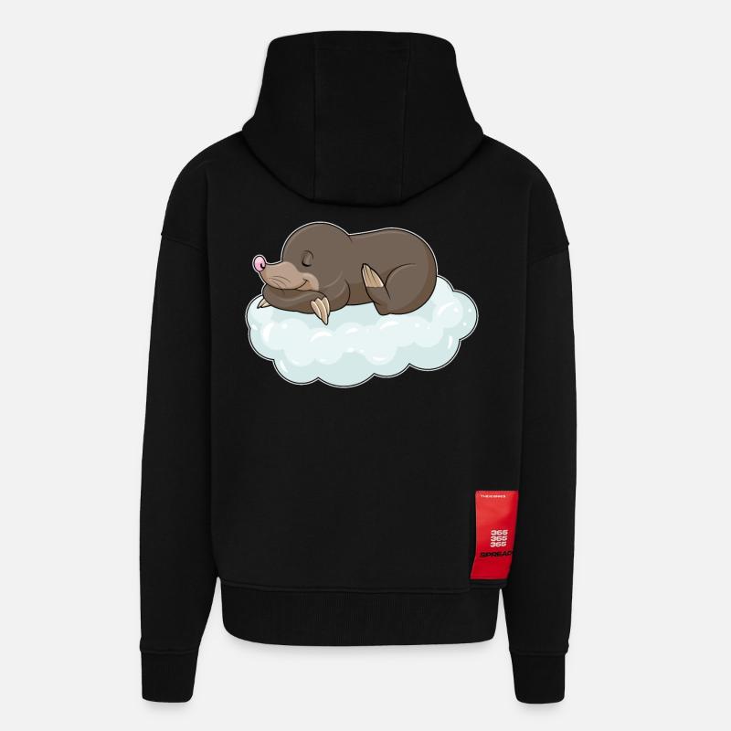 Taupe sur les nuages - Veste à capuche bio épaisse oversize fabriqué en UE - SOLID BLACK