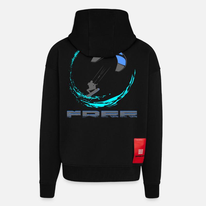 Kitesurfing - Zip Hoodie - made by SPREAD - SOLID BLACK