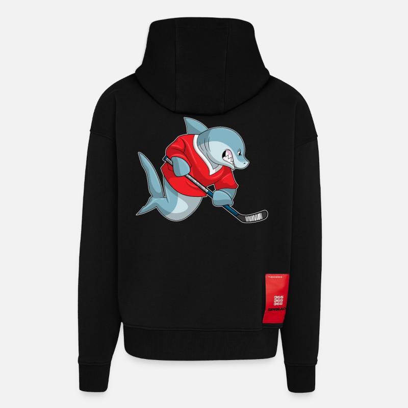 Hai Eishockey Eishockeyschläger - Zip Hoodie - made by SPREAD - SOLID BLACK