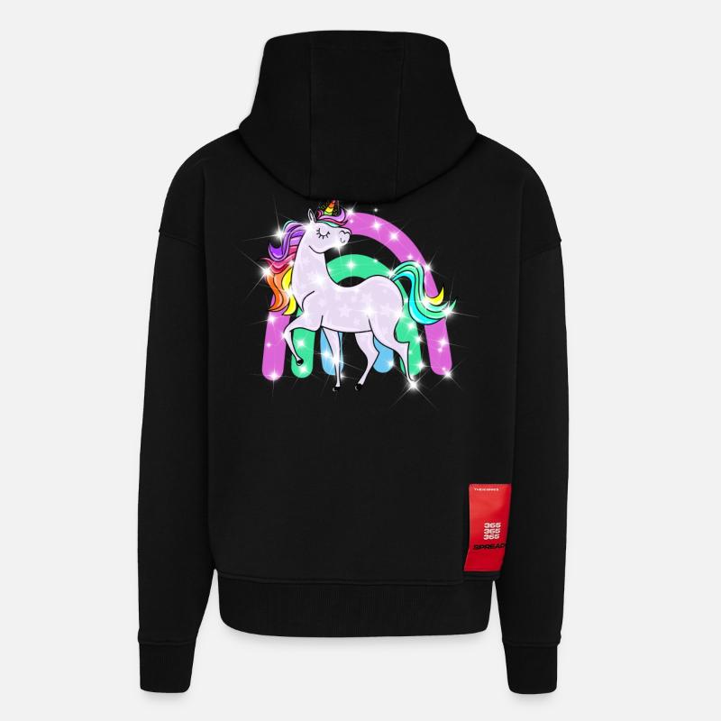 funkelndes Einhorn mit Regenbogen - Zip Hoodie - made by SPREAD - SOLID BLACK