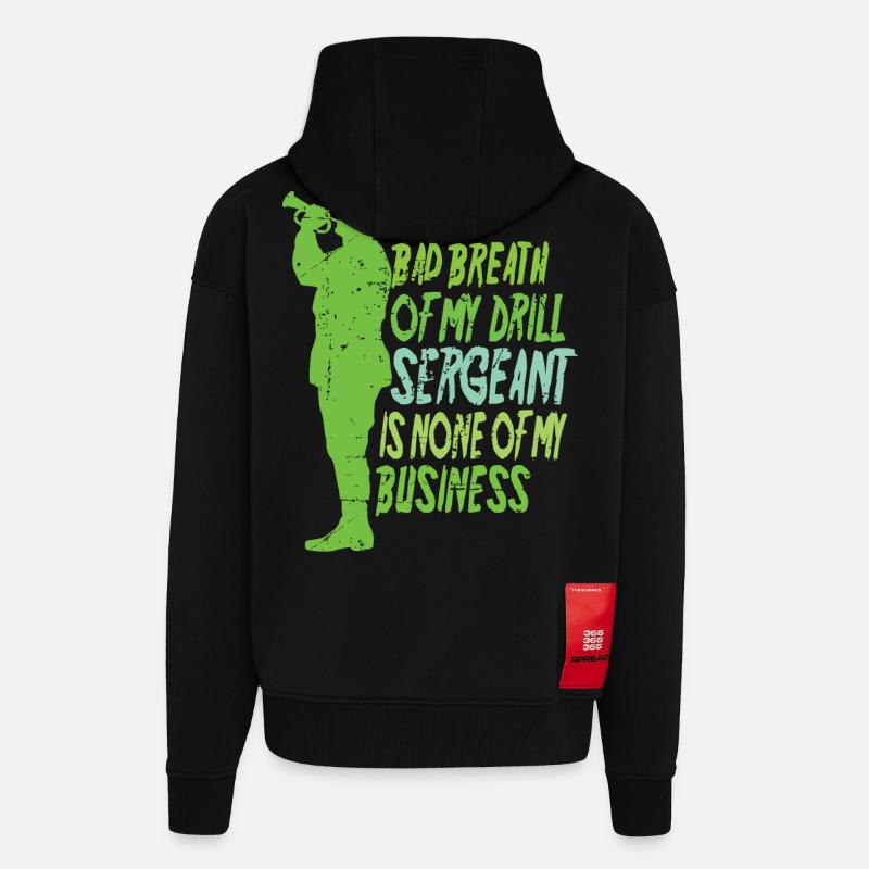 Drill Sergeant - Zip Hoodie - made by SPREAD - SOLID BLACK