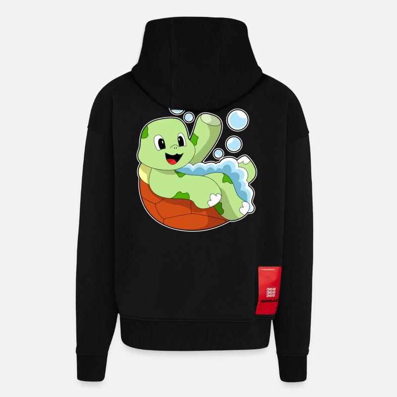 Turtle bathing with foam - Zip Hoodie - made by SPREAD - SOLID BLACK