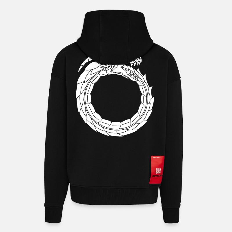 Verschlingender Weißer Drache - Zip Hoodie - made by SPREAD - SOLID BLACK