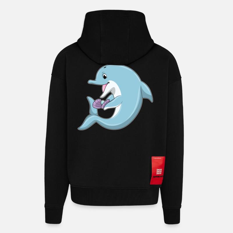 Delfin mit Perle - Zip Hoodie - made by SPREAD - SOLID BLACK