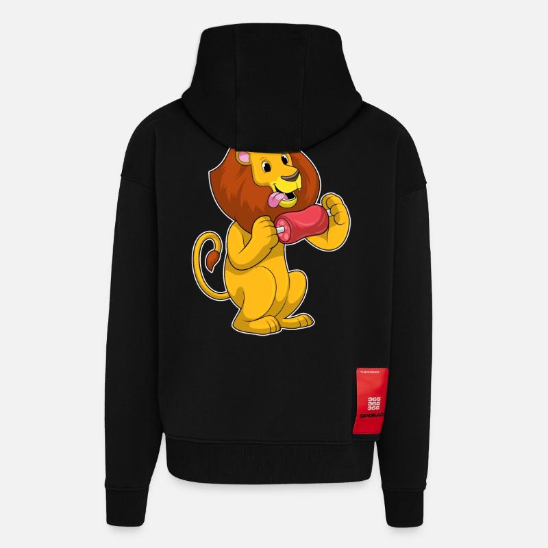 Löwe mit Fleisch - Zip Hoodie - made by SPREAD - SOLID BLACK