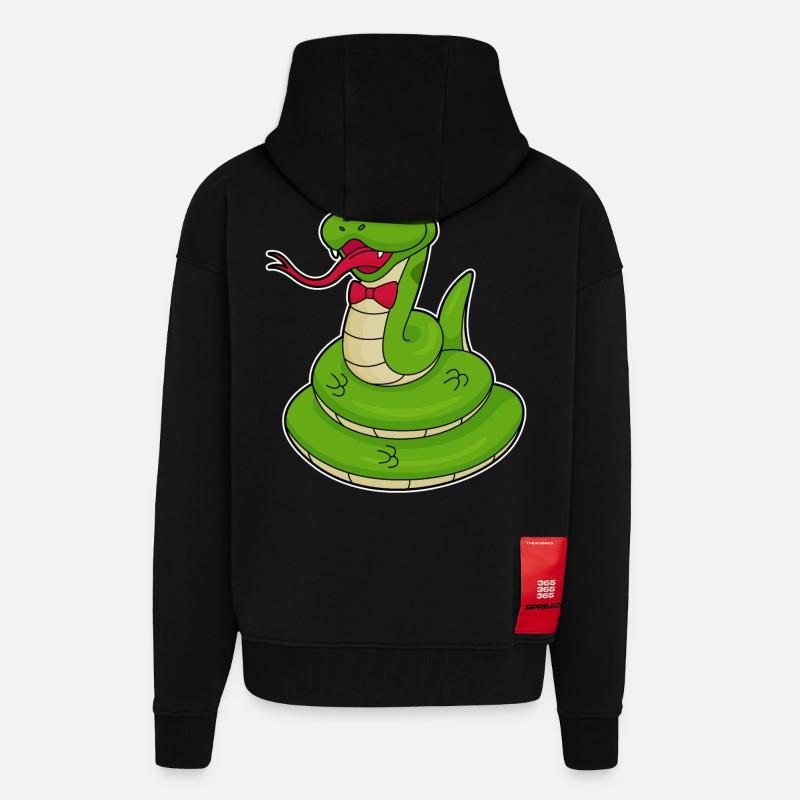 Serpent avec boucle - Veste à capuche bio épaisse oversize fabriqué en UE - SOLID BLACK