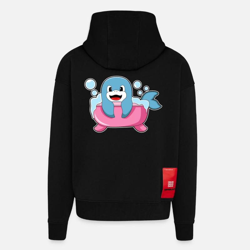 Dauphin dans la baignoire - Veste à capuche bio épaisse oversize fabriqué en UE - SOLID BLACK