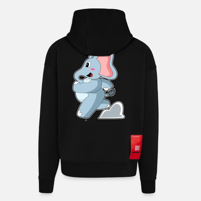 Elefant als Jogger - Zip Hoodie - made by SPREAD - SOLID BLACK