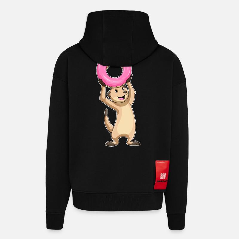 Erdmännchen Donut - Zip Hoodie - made by SPREAD - SOLID BLACK