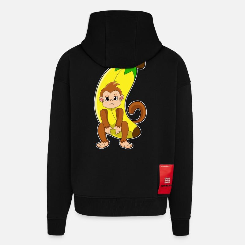 Affe mit Banane - Zip Hoodie - made by SPREAD - SOLID BLACK