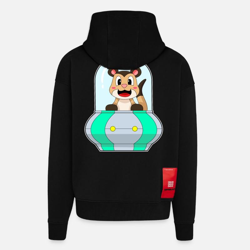 Erdmännchen mit Schiff - Zip Hoodie - made by SPREAD - SOLID BLACK