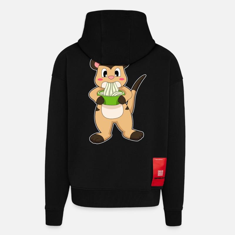 Erdmännchen mit Ramen - Zip Hoodie - made by SPREAD - SOLID BLACK