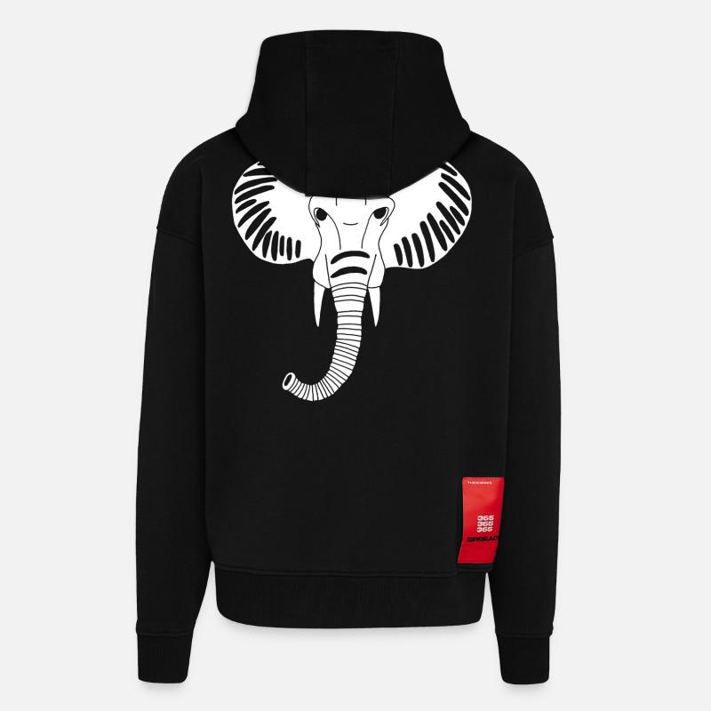 Weißer Elefantenkopf - Zip Hoodie - made by SPREAD - SOLID BLACK