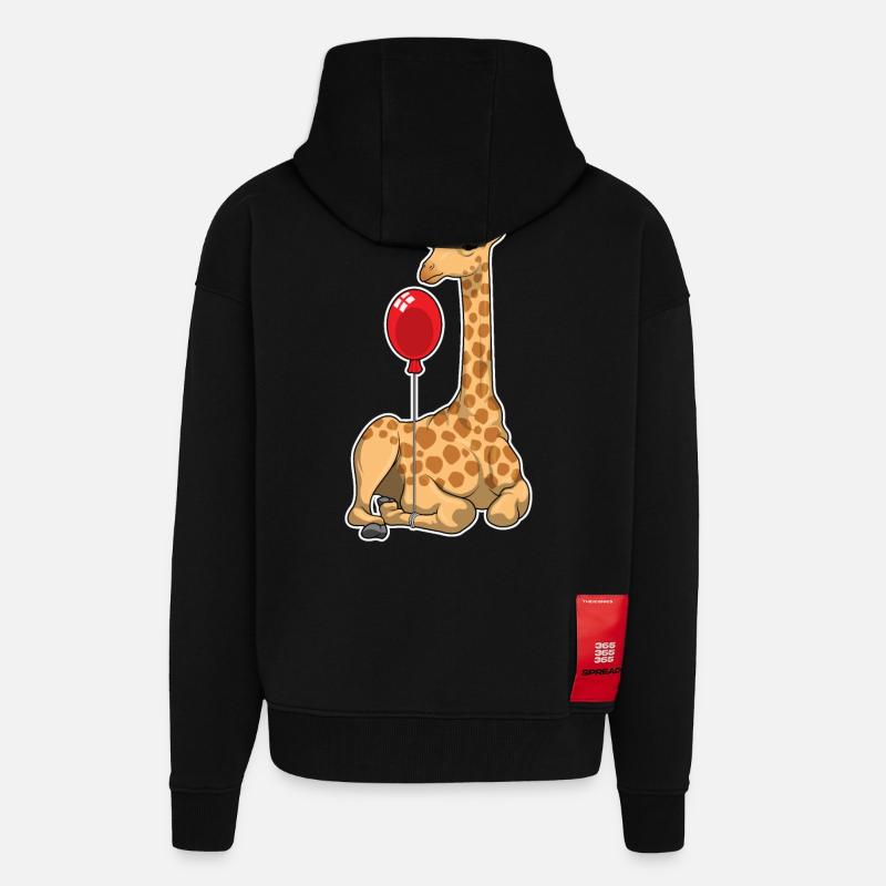 Ballon girafe - Veste à capuche bio épaisse oversize fabriqué en UE - SOLID BLACK