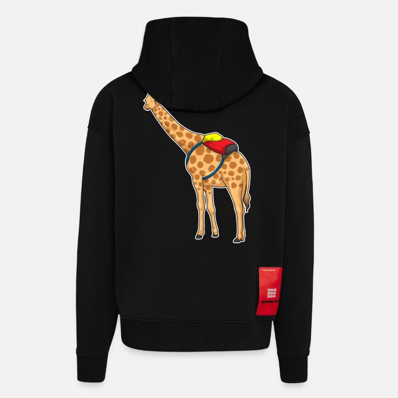 Giraffe Student Backpack School - Zip Hoodie - made by SPREAD - SOLID BLACK