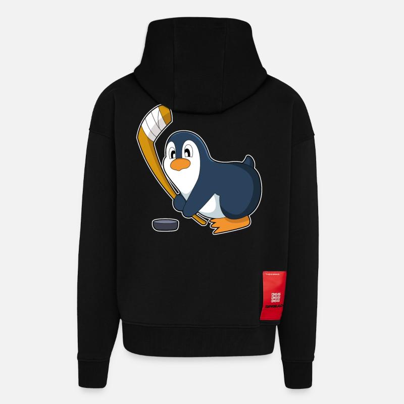 Pinguin Eishockey Eishockeyschläger - Zip Hoodie - made by SPREAD - SOLID BLACK