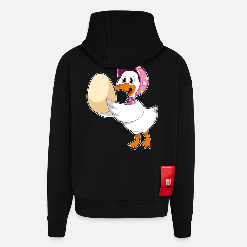 Oeuf de canard - Veste à capuche bio épaisse oversize fabriqué en UE - SOLID BLACK