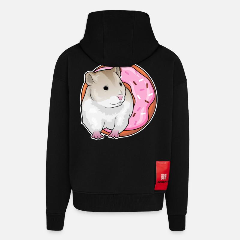 Beignet de hamster - Veste à capuche bio épaisse oversize fabriqué en UE - SOLID BLACK