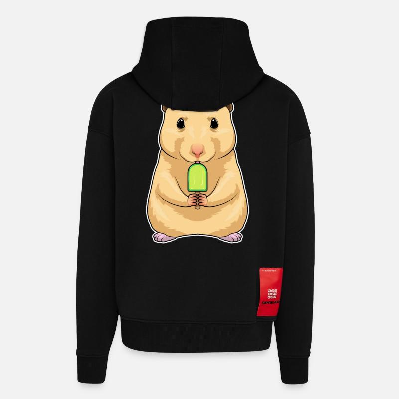 Popsicles de hamster - Veste à capuche bio épaisse oversize fabriqué en UE - SOLID BLACK