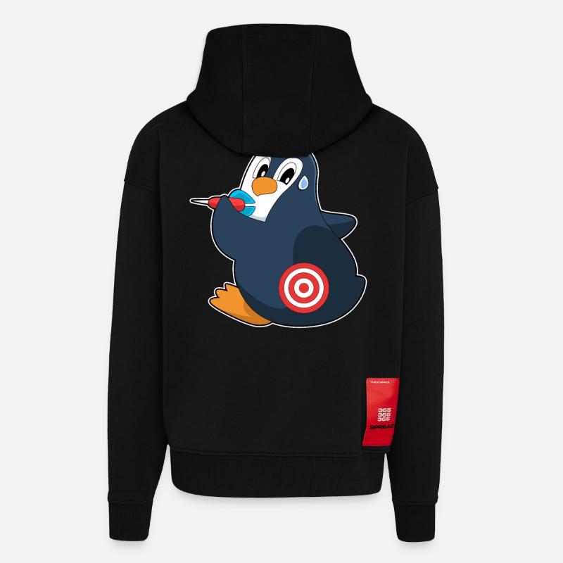 Penguin Dart Dart Dartboard - Veste à capuche bio épaisse oversize fabriqué en UE - SOLID BLACK