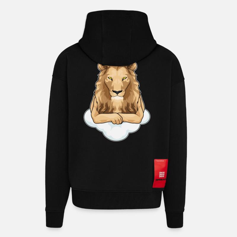 Löwe Wolken - Zip Hoodie - made by SPREAD - SOLID BLACK