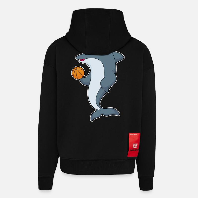 Basket-ball Dolphin - Veste à capuche bio épaisse oversize fabriqué en UE - SOLID BLACK