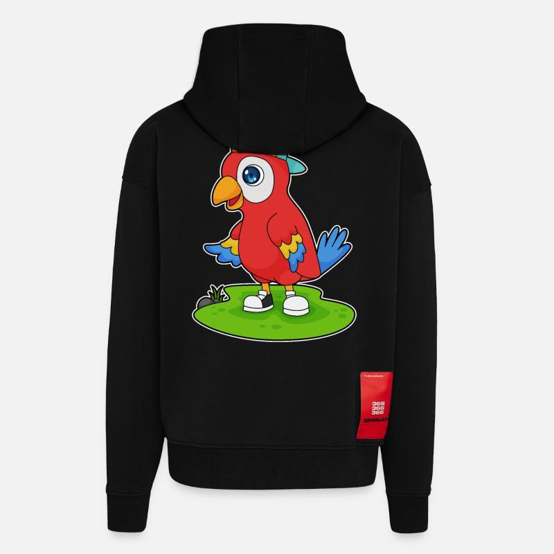 Bouchon de perroquet - Veste à capuche bio épaisse oversize fabriqué en UE - SOLID BLACK