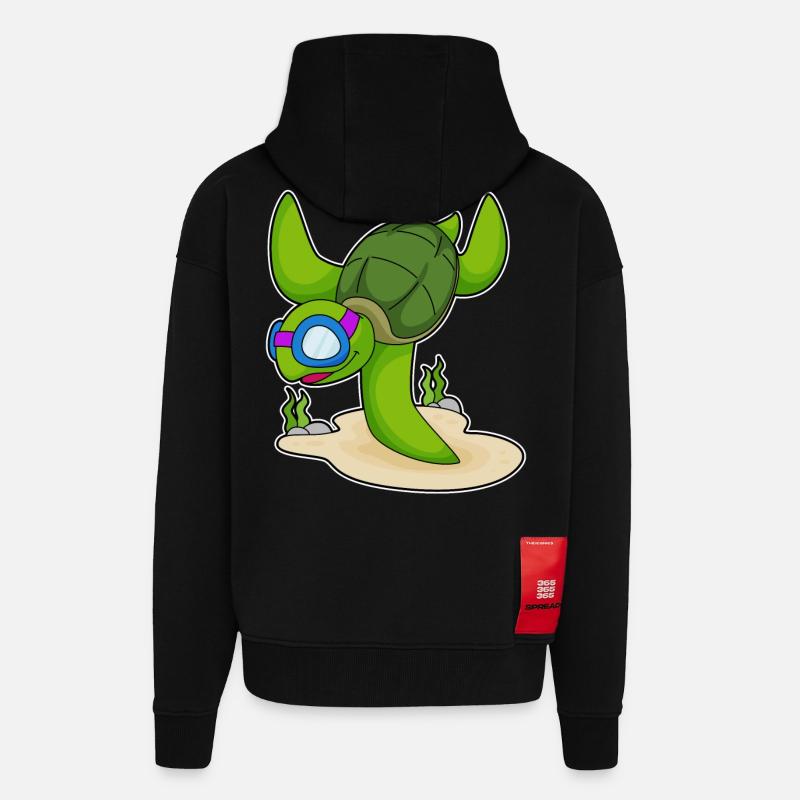 Lunettes Turtle Diver - Veste à capuche bio épaisse oversize fabriqué en UE - SOLID BLACK