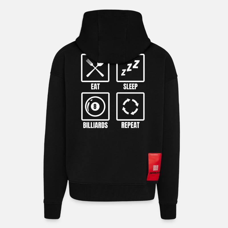 Manger Sleep Billard Répéter - Veste à capuche bio épaisse oversize fabriqué en UE - SOLID BLACK